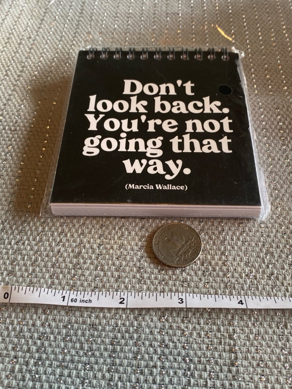 Black Spiral Notebook with Inspirational Quote - Marcia Wallace